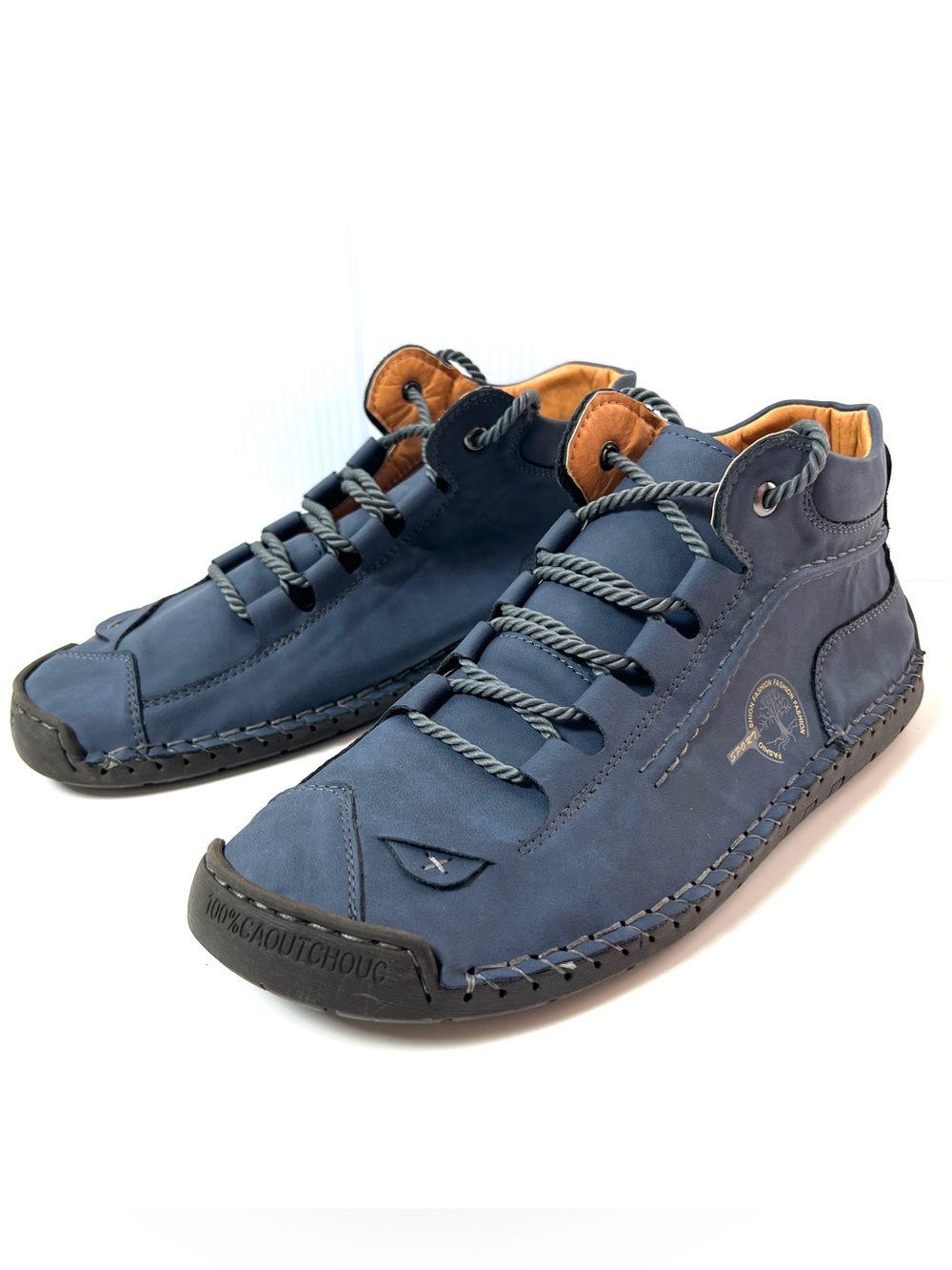 Men’s Blue Lace Up Ankle Boots Fashion Sport Hand Stitched Size 11 NWOB